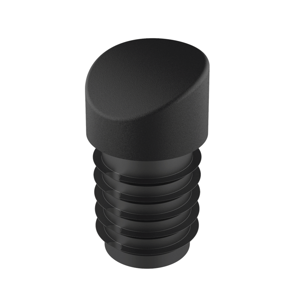 Our tube insert for round tubes LGRL has an angle which goes from 8º to 12º or from 18º to 22º, and it is ideal for chairs. It can be produced in <b> RAL colors</b> on demand and its base is produced and offered in various materials. As a sum up, here goes their caracteristics:
<br><br>
* <i><b>LDPE base (polyethylene)</b></i>: good sliding for multi-surface floors.
<br>
* <i><b> FELT base (felt)</b></i>: good sliding, scratch-proof, and sound-proof, for parquet flooring, wood and ceramic flooring.<br>
* <i><b>PA6 base (nylon)</b></i>: good sliding and no wear-down. For parquet and wood flooring.
<br>
* <i><b>POM+PTFE base(pom+teflon)</b></i>: good sliding, friction-proof, vibration-proof and chemically resistant. For textile flooring like carpet or rugs
<br>
* <i><b>PUR base (polyurethane)</b></i>: antiskid, vibration-proof, and sound-proof. For ceramic and wood flooring.
<br>
* <i><b> EVA body (foamy) with POM+PTFE (pom+teflón)</b></i>: antiskid, vibration-proof, and sound-proof. For ceramic and wood flooring. Recommended to reduce sound (meeting rooms, theaters)...
<br>