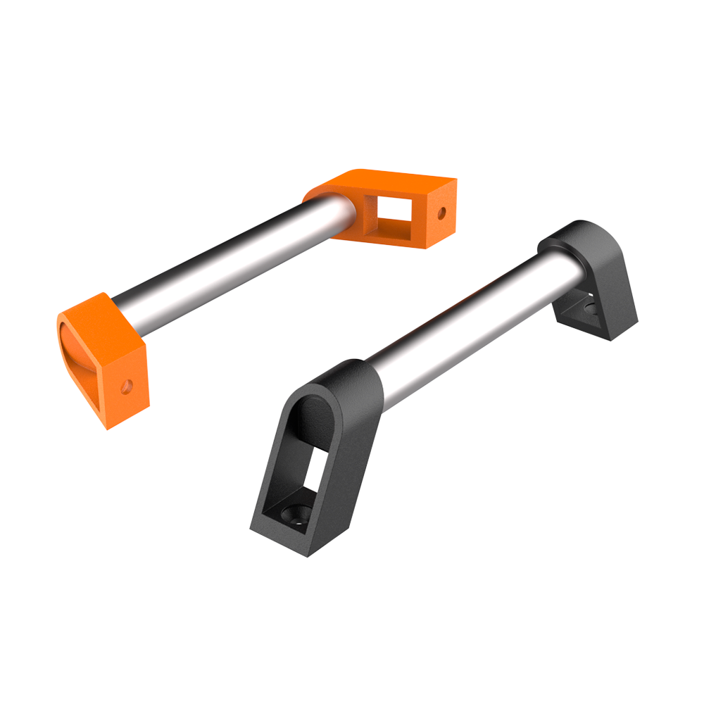 Le nostre maniglie tubolare con basi quadrate sono fatte in alluminio e nylon rinforzato. Sono ideali per equipaggiamenti di macchinario. Hanno una buona finitura.