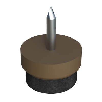 Il nostro piedino tondo con feltro e chiodo – LQSS é ideale per l´arredamento e per proteggere tanto le superfici delicate come per prevenire i rumori.  Il colore del feltro é il bianco (per piedini in naturale) e nero (per piedini in marrone) ed é di qualitatá media ( buon suono-riduttore in lana rígida)