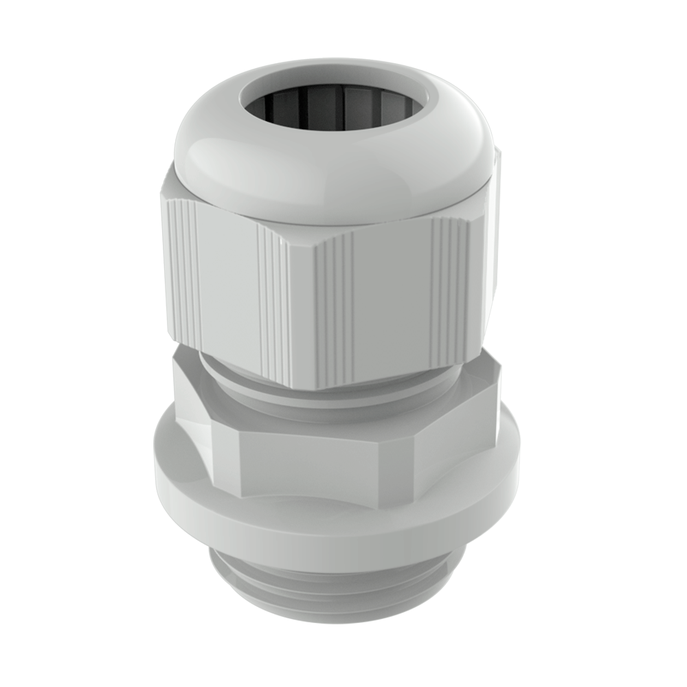 Il pressacavo <b>PRPRO</b>, con sistema di <b>serraggio laminare</b> e realizzato secondo le norme <b>DIN EN 62444 / 50262 / 60423</b>, presenta una <b>base allargata con scanalatura per O-ring</b>, garantendo una tenuta ottimale anche su superfici irregolari.
<br>
Durante l’installazione, <b>l’intera base è a contatto con la superficie</b> e l’O-ring viene compresso su di essa, assicurando <b>un fissaggio stabile e un’elevata tenuta stagna</b> (fino a <b>IP69</b>).
Inoltre, la forma della base consente un’installazione precisa anche in fori con diametri imprecisi rispetto alla filettatura. <br>Realizzato in Poliammide 6 <b>(PA6)</b>, con guarnizione interna e O-ring in Cloroprene (CR), è disponibile nei colori: <b>RAL 7035</b> (Grigio chiaro), <b>RAL 7001</b> (Grigio scuro), <b>RAL 9005</b> (Nero). <i>Tutti i colori sono <b>resistenti ai raggi UV</b> (classificazione <b>F1 secondo UL 746C</b>).</i><br><br>
<b>Caratteristiche tecniche:</b>
<li>Temperatura di utilizzo: da <b>-40 °C a +100 °C</b> (picchi da -60 °C a +150 °C)</li> <li>Grado di protezione: <b>IP66 / IP68 (fino a 10 bar) / IP69 / Tipo 4X</b></li> <li>Infiammabilità: <b>UL94-V0</b> (autoestinguente e ritardante di fiamma)</li><br>
<b>Norme e certificazioni:</b>
VDE (EN 62444) / UL (UL 514B, UL 746C) / CSA
<br><i>Alcune normative potrebbero non coprire tutte le misure. Si prega di contattare il nostro ufficio commerciale.</i>
<br><br>
<b>Opzionale:</b> disponibile anche con <b>guarnizione interna e O-ring in NBR</b>, materiale particolarmente resistente agli oli.