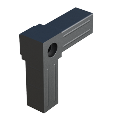 Il nostro connettore in L è fatto per connettare 2 tubi quadrati. Si fornisce senza interno in acciaio.